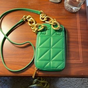 A  Zaras NWNT  green quilt phone crossbody bag